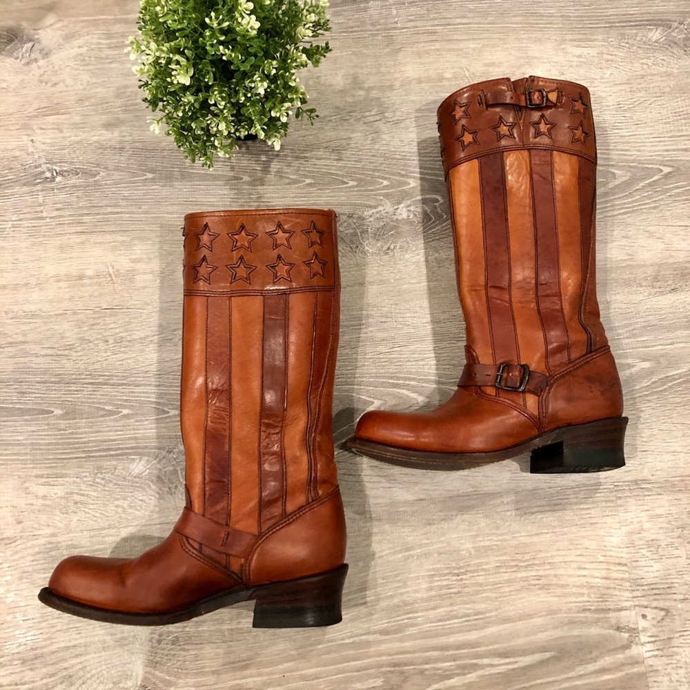 FRYE RARE ENGINEER AMERICANA BOOT ITALIAN …